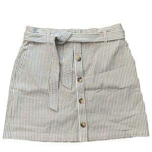 Abercrombie and Fitch Pin Striped Belted Tie + Button Down Paper Bag Skirt